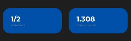 Statistik di aplikasi FWM: hari aktif dan langkah per minggu